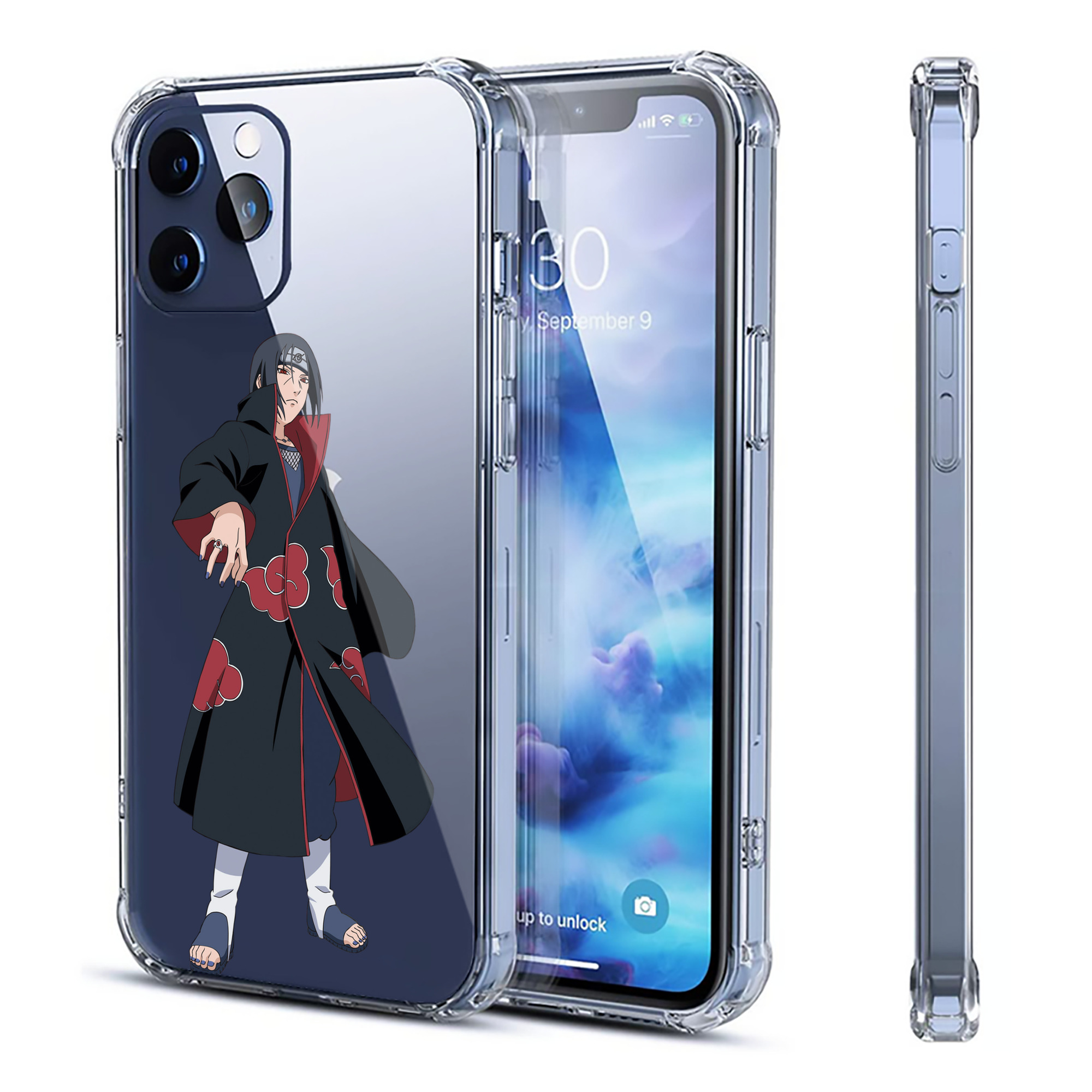 （画像用） NARUTO -ナルト- うちは イタチ Uchiha Itachi 【iPhone 12シリーズ対応】透明スマホケース（クリアソフトケース）